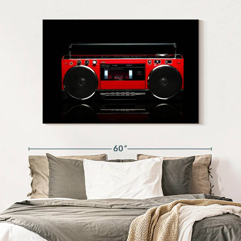 Abarca Retro Red Boom Box, 34" H x 51" W