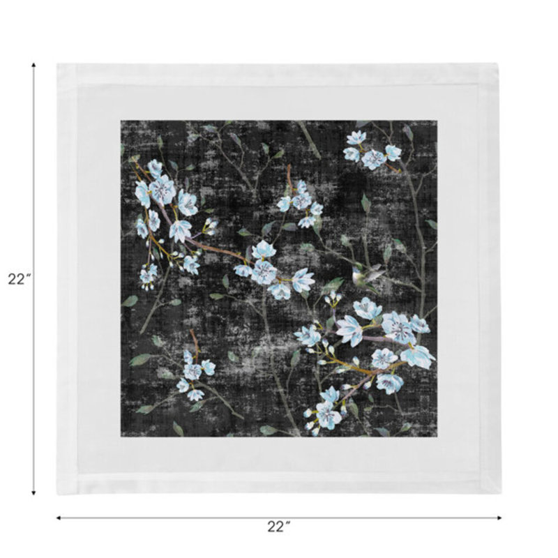 Blossom Fantasia Cotton Blend Square Napkins, Black Blue