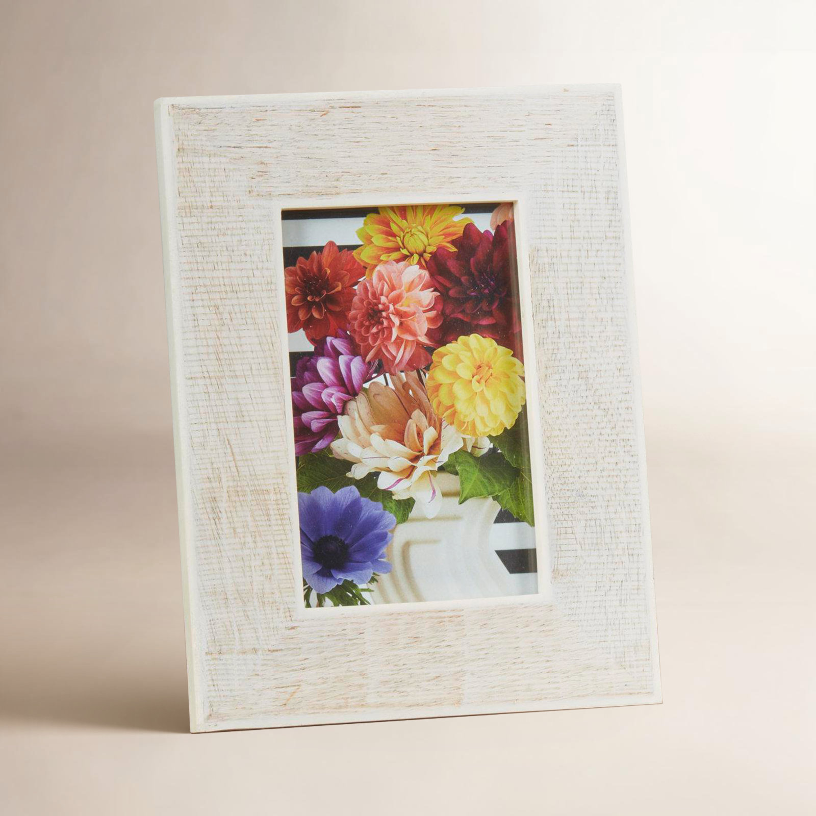 Cross Hatch Bone Picture Frame, 5" x 7"