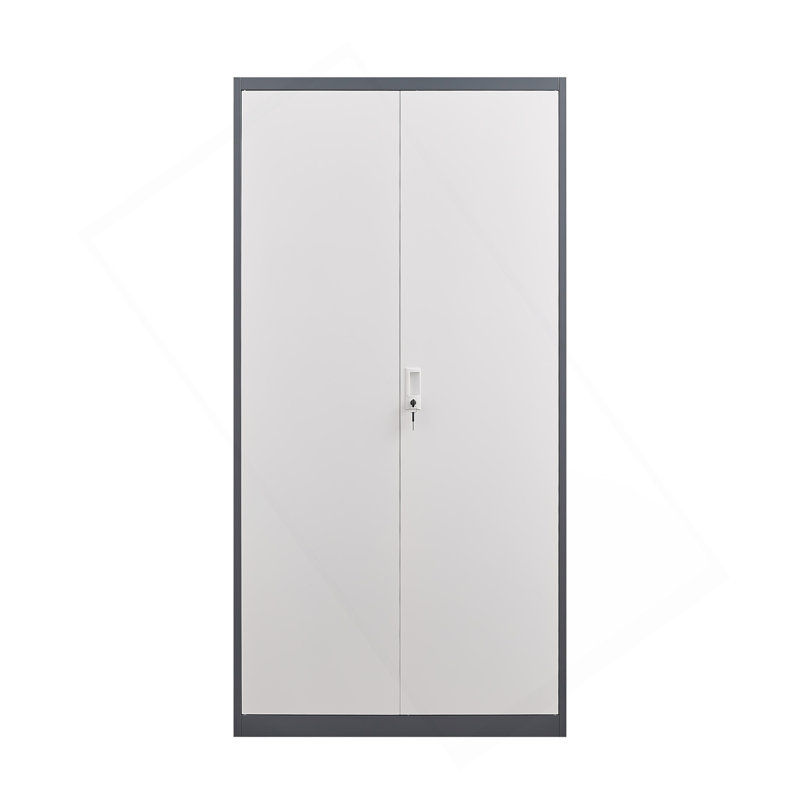 Gray Metal Large-Capacity Wardrobe With Hanging Rod And Compartments, Lockable Closet With Locks & Keys, Steel Construction, Waterproof & Fireproof, Suitable For Bedroom, Living Room And Laundry Room.