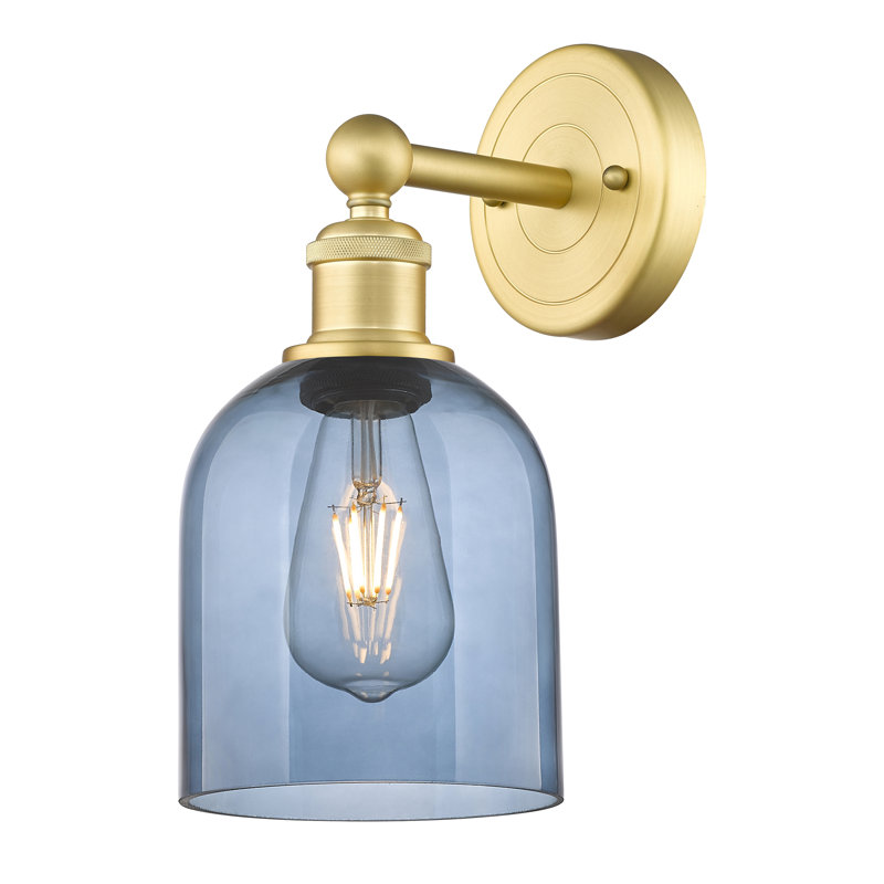 Allysson Steel Armed Sconce, Princess Blue, Satin Gold