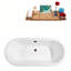 Baignoire de trempage autoportante 66 "avec plateau en bambou 66" Streamline-50896471