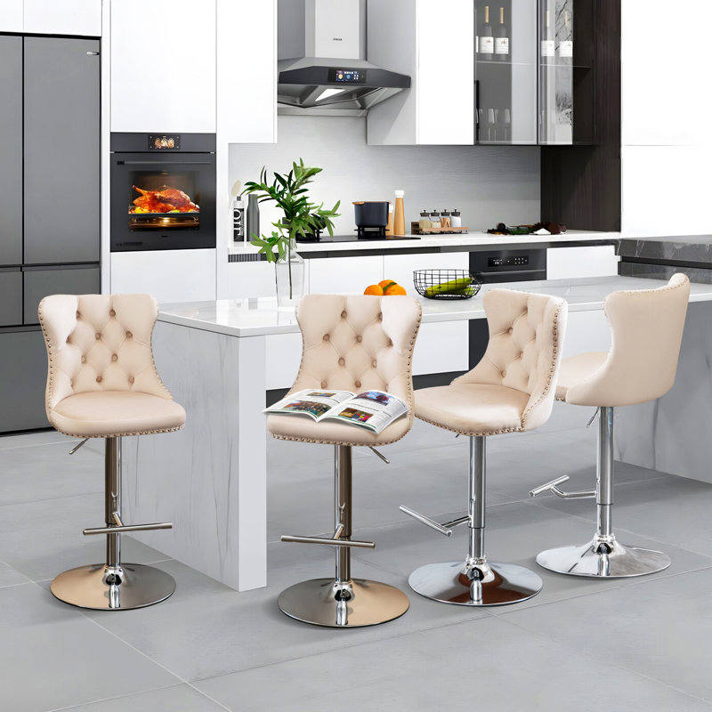 Tabouret pivotant à hauteur réglable Komara, Blanc