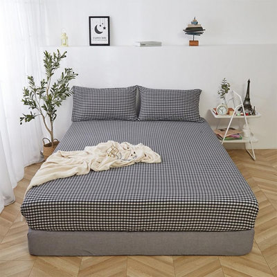Grid Sheet Set 4 PCs Bedding Sheet Set 1 Fitted Sheet 1 Flat Sheet 2 Pillowcases