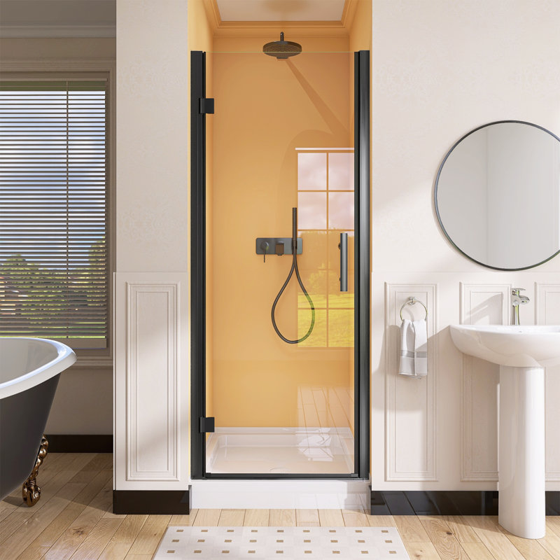 Pivot Shower Doors 32" -33.25" W x 72" H Door Frameless Pivot Swing Shower Door with Tempered Glass, Left Opening