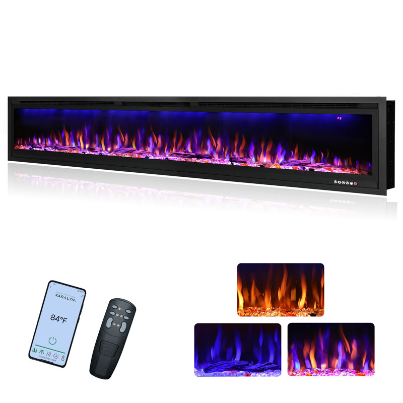 Electric Fireplace Inserts Smart , 17.72" H x 86.43" W x 6.3" D