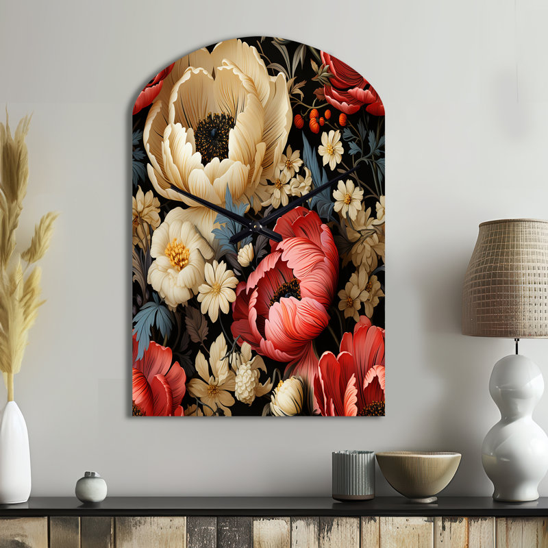 Horloge murale rouge et beige, Grand