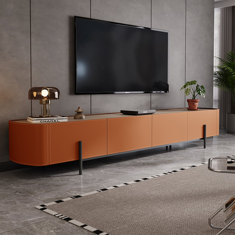 Meuble télé moderne de style nordique, 94.49", Orange / gris