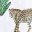 Tabouret en céramique de 33 x 33 x 46 cm avec motif guépard et jungle, pour une décoration intérieure sur le thème du jardin, une œuvre d'art vivante et naturelle, idéal pour décorer une pièce à vivre.