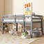 Lit mezzanine double en bois d'hévéa avec échelle-721995312
