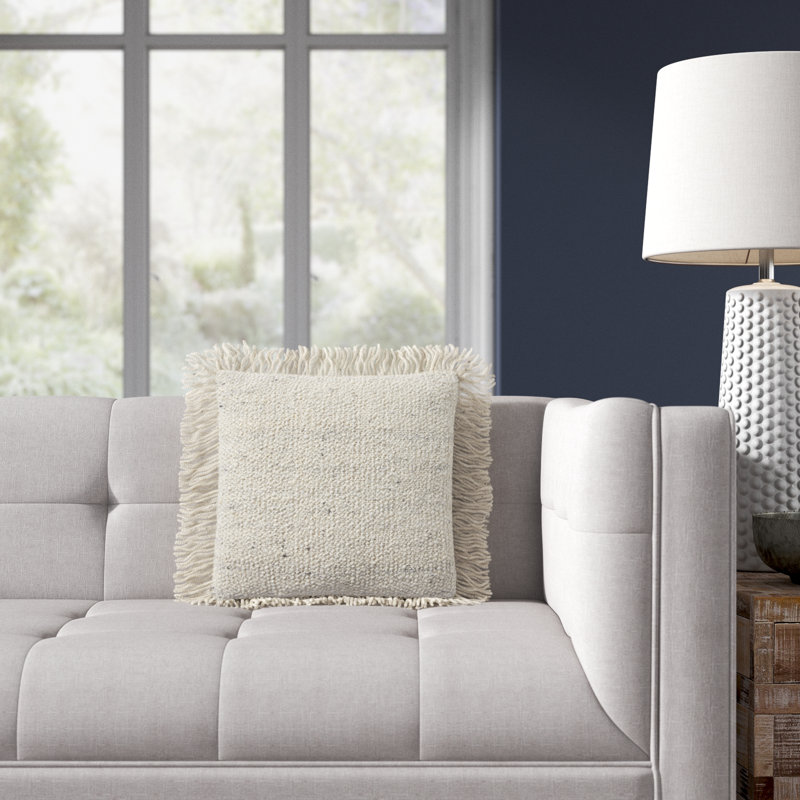 Vila Square Throw Pillow, Ivory, Polyester/Polyfill