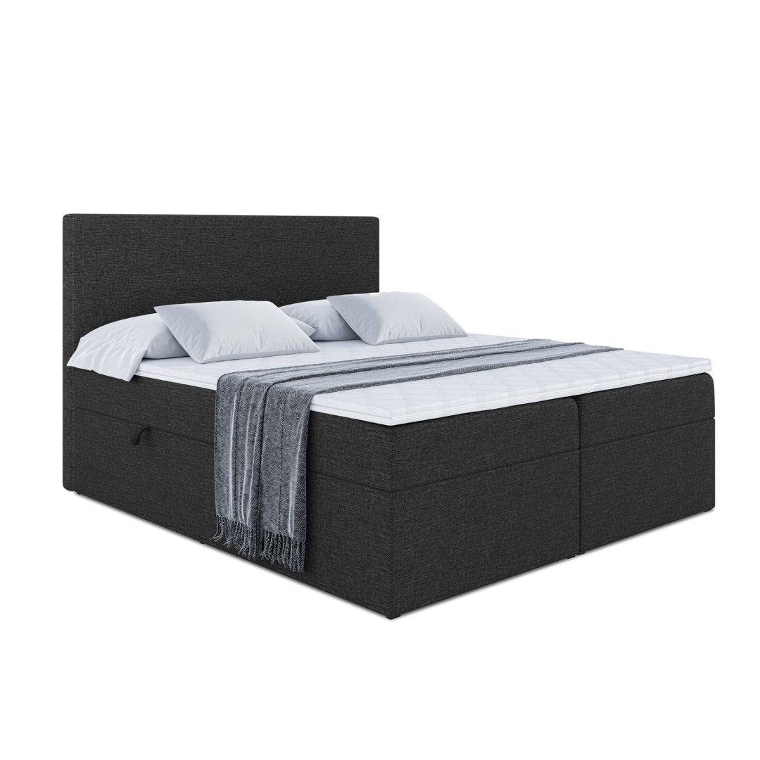 Boxspringbett mit H3 Bonell-Federkernmatratze, Topper und Bettkasten