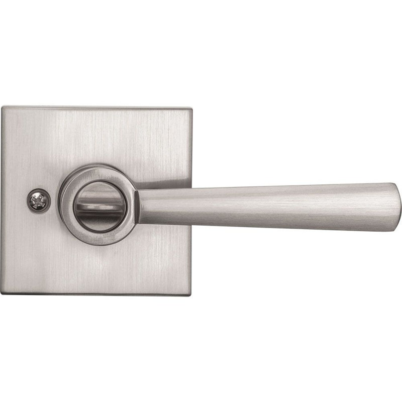 Spyglass Keyed Door Lever with Square Rose, Satin Nickel