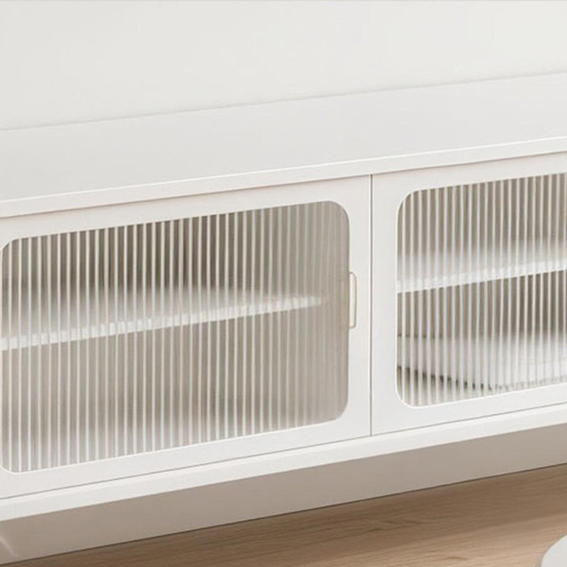 Meuble télé en bois de hêtre massif avec 3 armoires, H 22,04 po x L 70,86 po x l 15,74 po