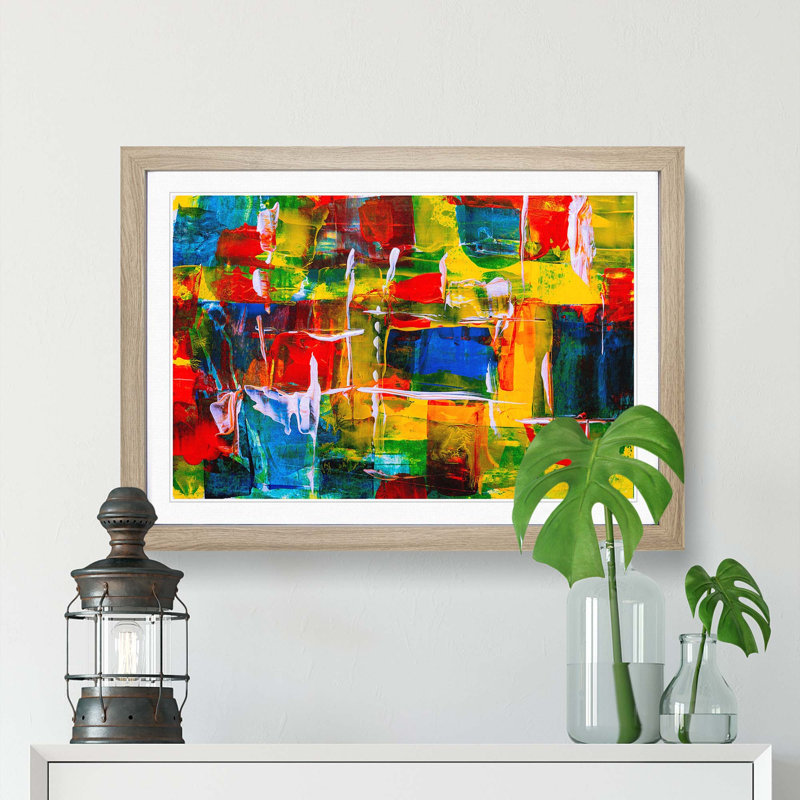 Abstract Art Painting Vol.258 by S.Johnson - Framed Print, 36cm H x 48cm W x 2cm D, Oak Framed