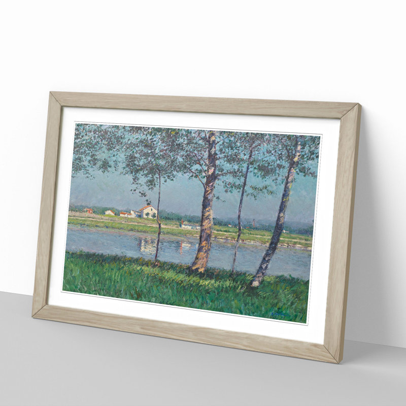 The River Seine by Gustave Caillebotte - Picture Frame Painting, 48cm H x 65cm W x 2cm D, Oak Framed