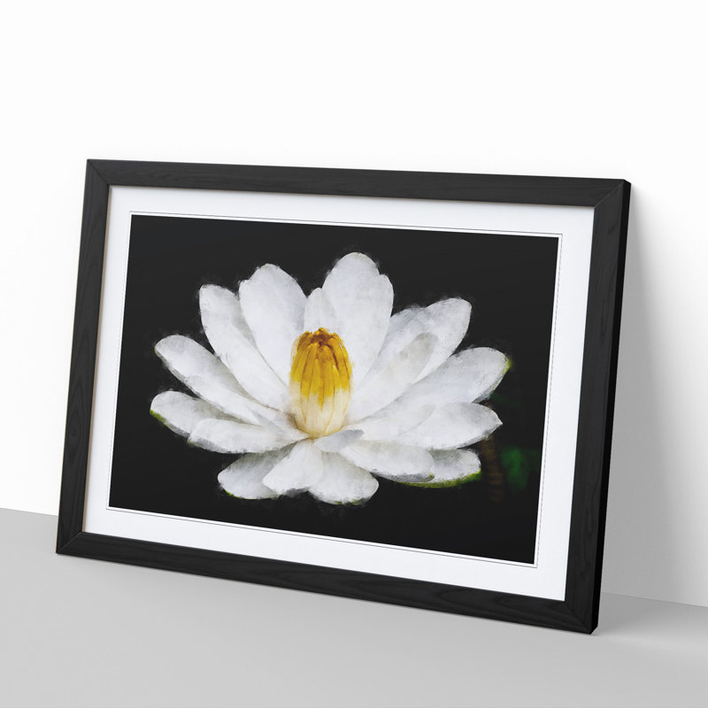 Heart of a White Lily - Picture Frame Graphic Art, 27cm H x 36cm W x 2cm D, Black Framed