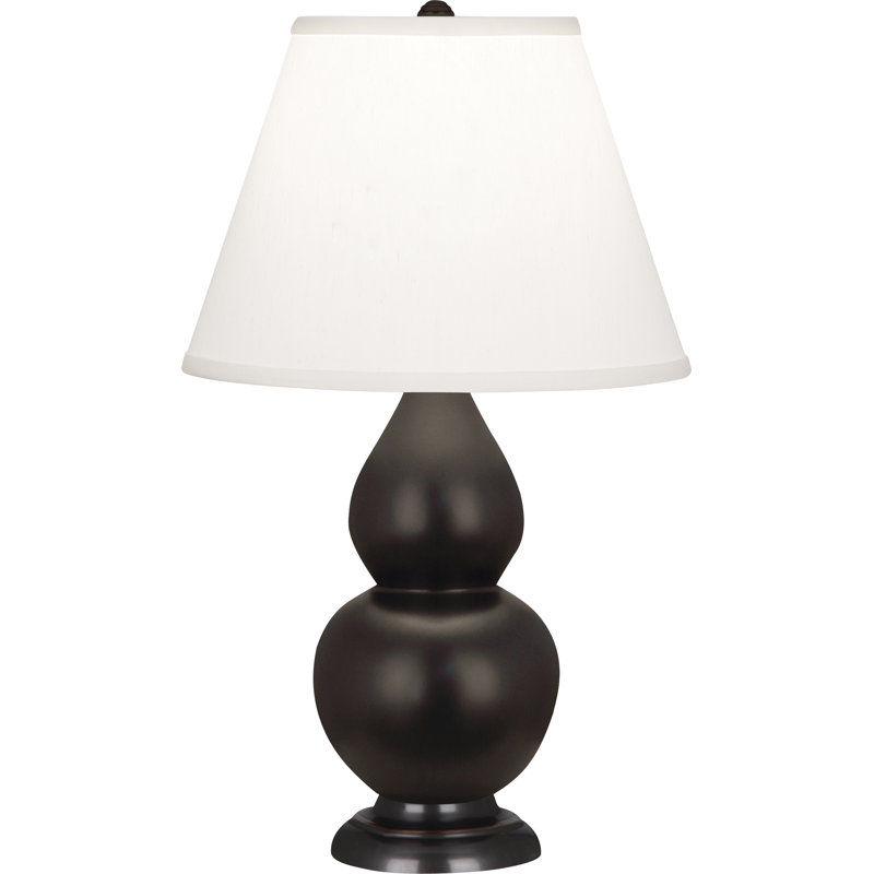 Small Double Gourd Table Lamp, Deep Patina Bronze, Matte Steel Blue