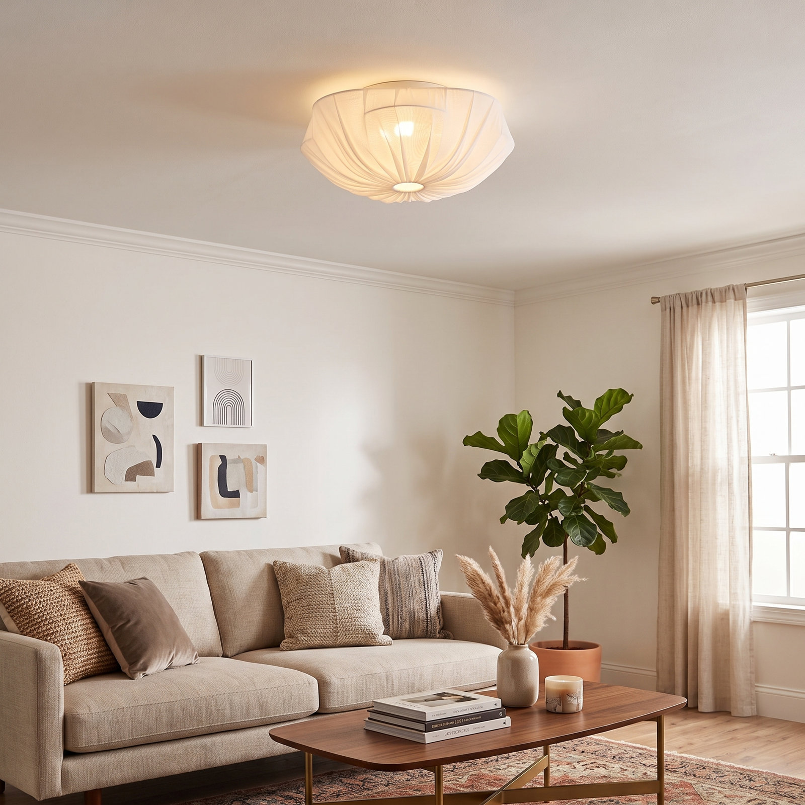 Cinda 24" Fabric Single Light Flush Mount