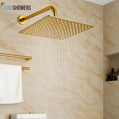 Robinet de douche contemporain en nickel brossé avec pomme de douche et finition anti-corrosion