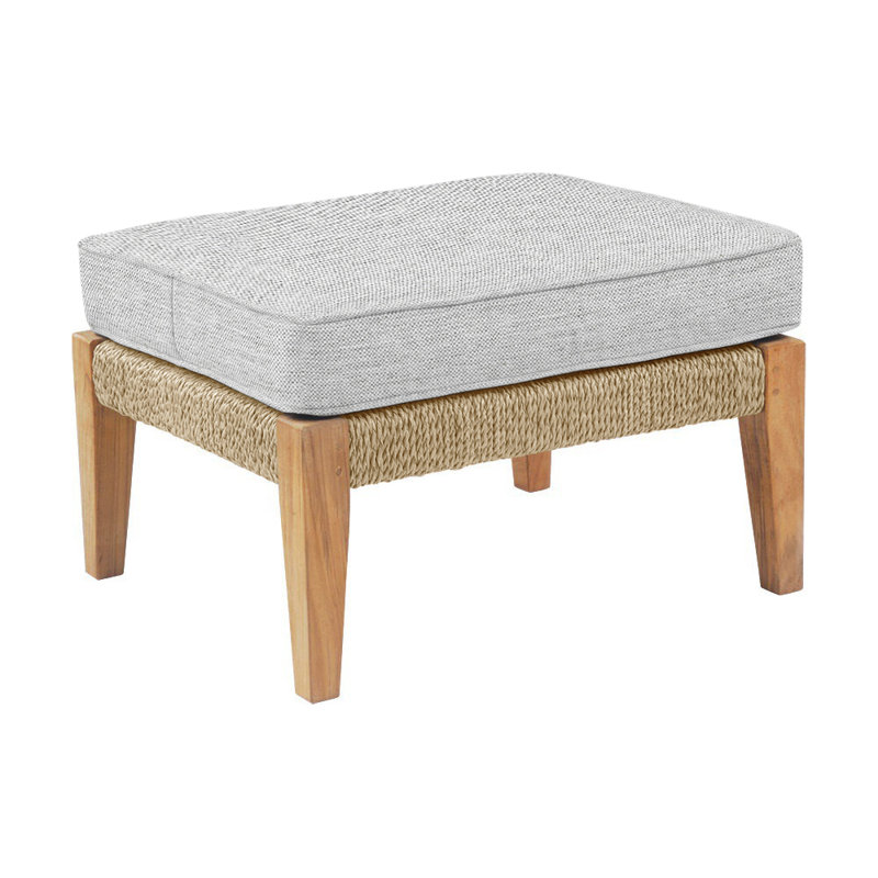 Hadley Outdoor Ottoman, Linen Shale, Hadley Natural Rope