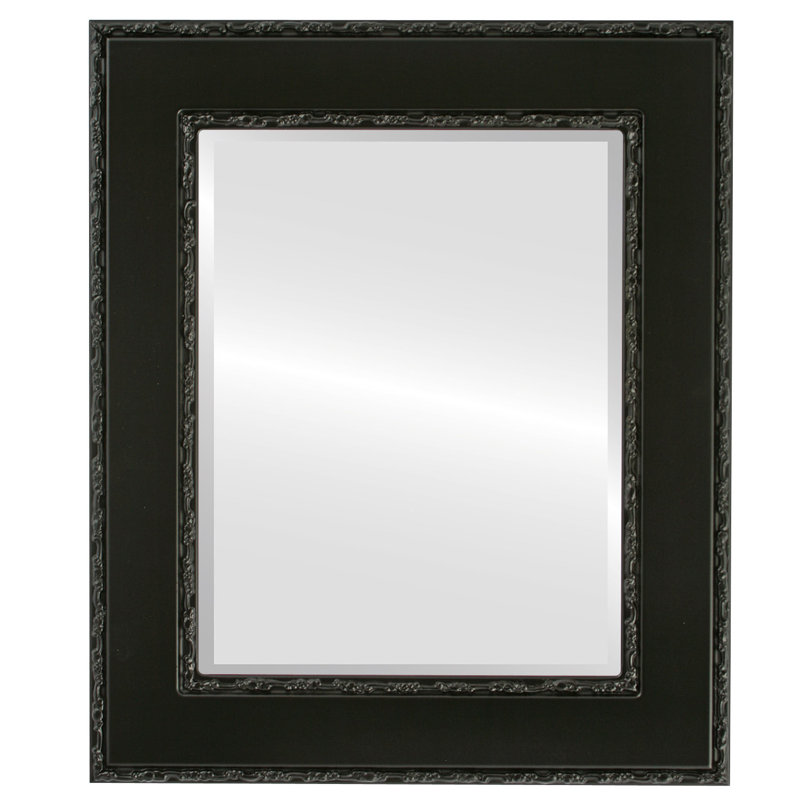 Miroir décoratif biseauté traditionnel Richas, 21 po x 17 po, Noir mat