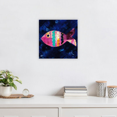 Impression sur toile rose bleue et bleue de qualité supérieure, art mural 24 x 24 po