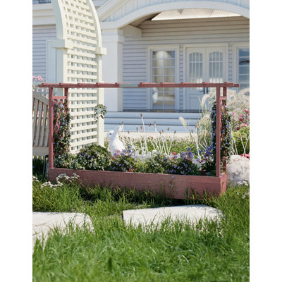 Wooden Elevated Garden Planter With Trellis