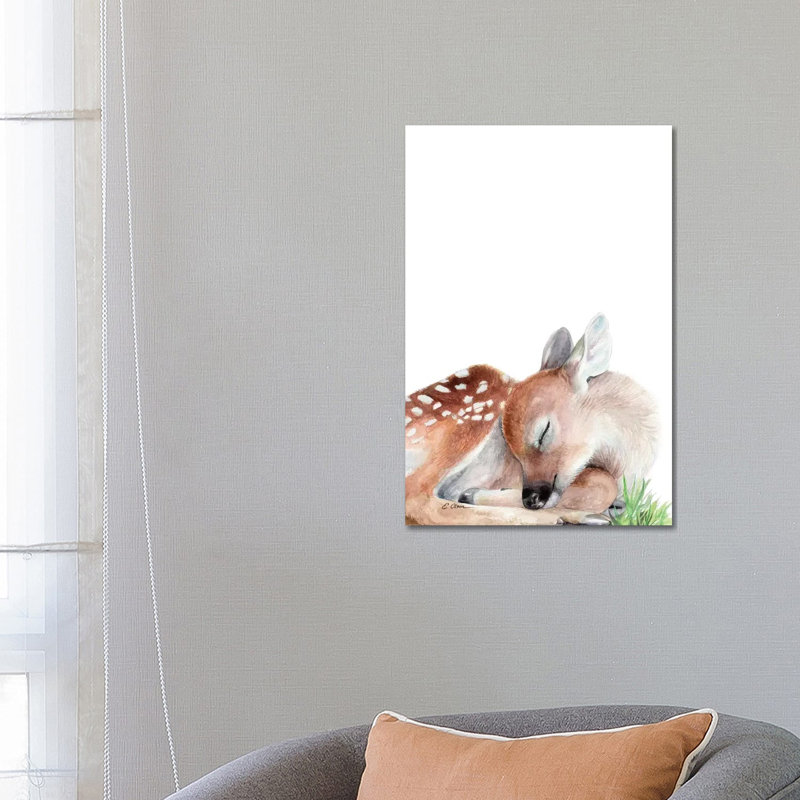 Woodland Sleeping Fawn - Wrapped Canvas Painting, 66.04 cm H x 45.72 cm W