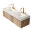 Meuble-lavabo 60 po, meuble-lavabo flottant 60 po, comptoir en pierre frittée blanc Carrara et 2 cuves en céramique avec 3 trous de robinet pré-percés, pré-assemblé, couleur grain de bois de chêne blanc