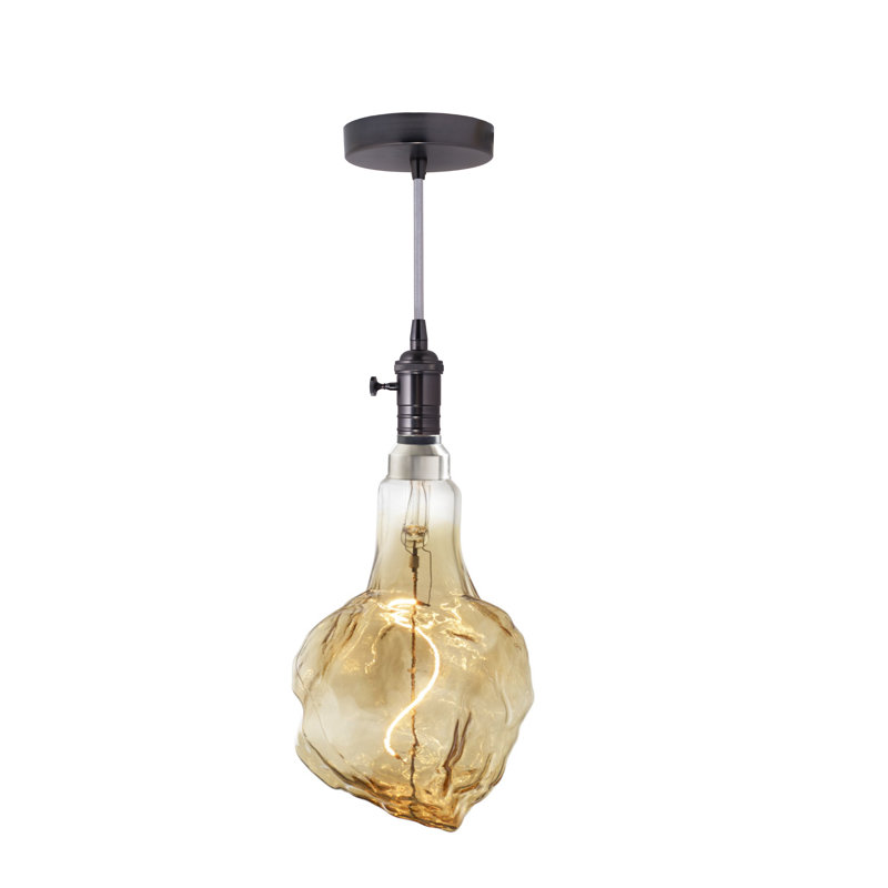 LED Arkin 4 Watt Antique Glass 13" Glacier Shaped Bulb and Pendant Kit, Gunmetal