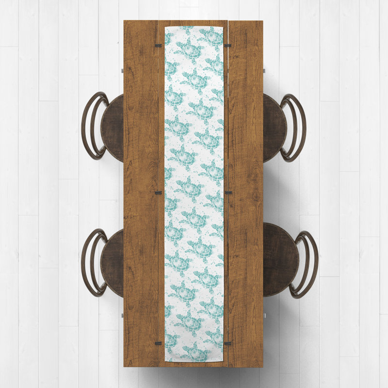 Chemin de table Splatter, 90 po x 16 po, Sarcelle, 13