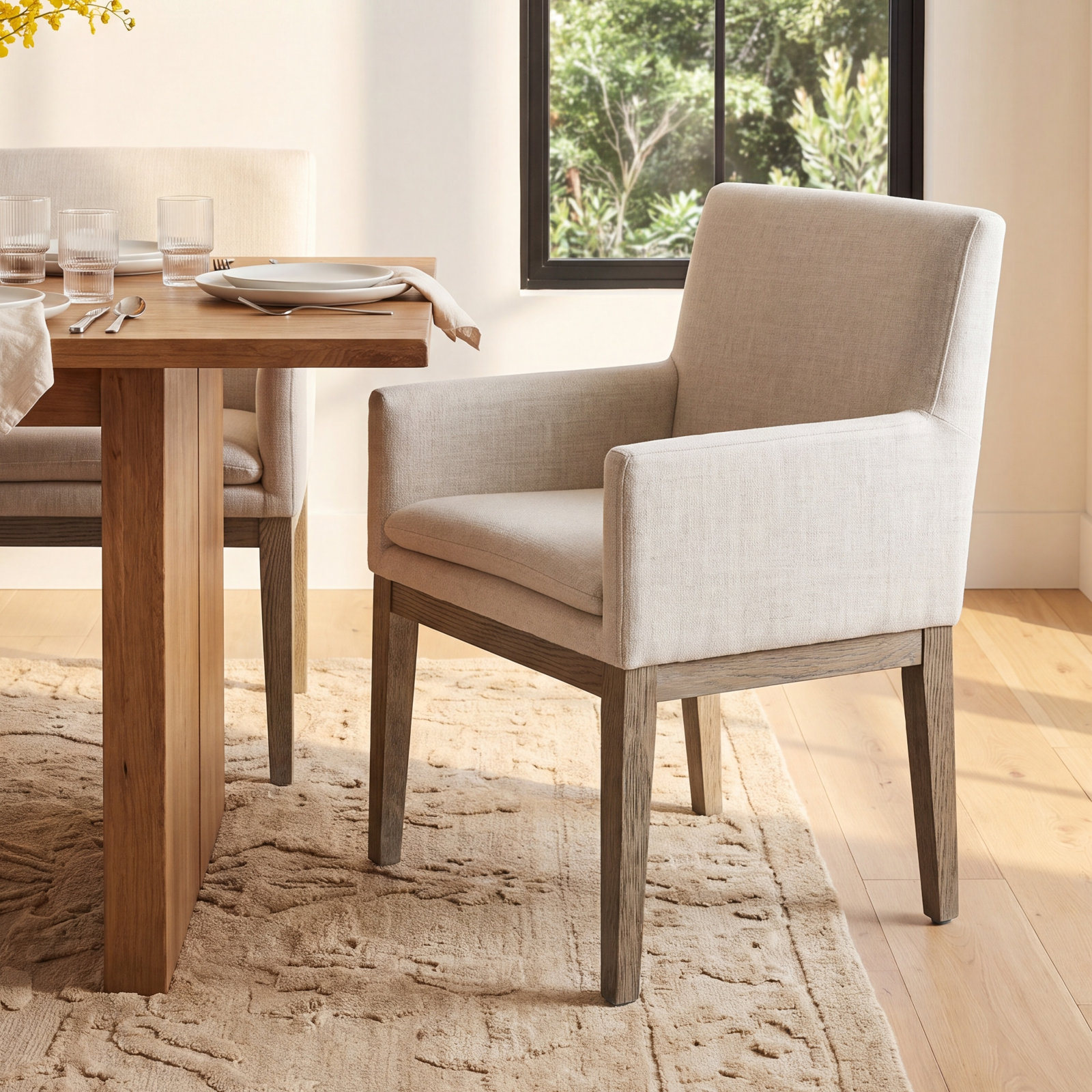 Bethea Dining Armchair, Performance Linen Effie Linen 