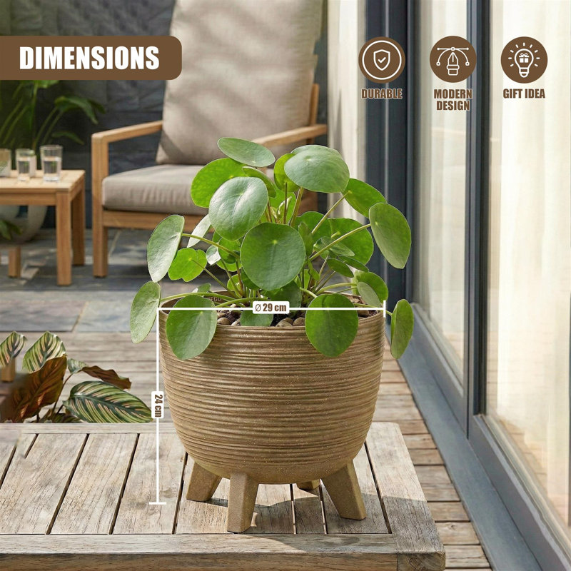 Pot Planter, Brown, 24cm H x 29cm W x 29cm D