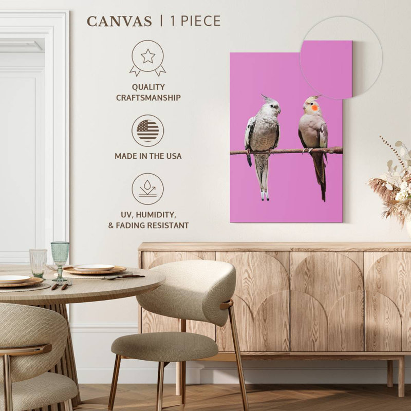 Jolie paire de cockatiel, H 30 po x l 20 po
