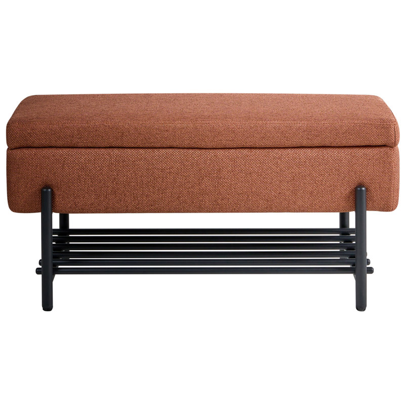 Fabric Upholstered Storage Bench, Brown