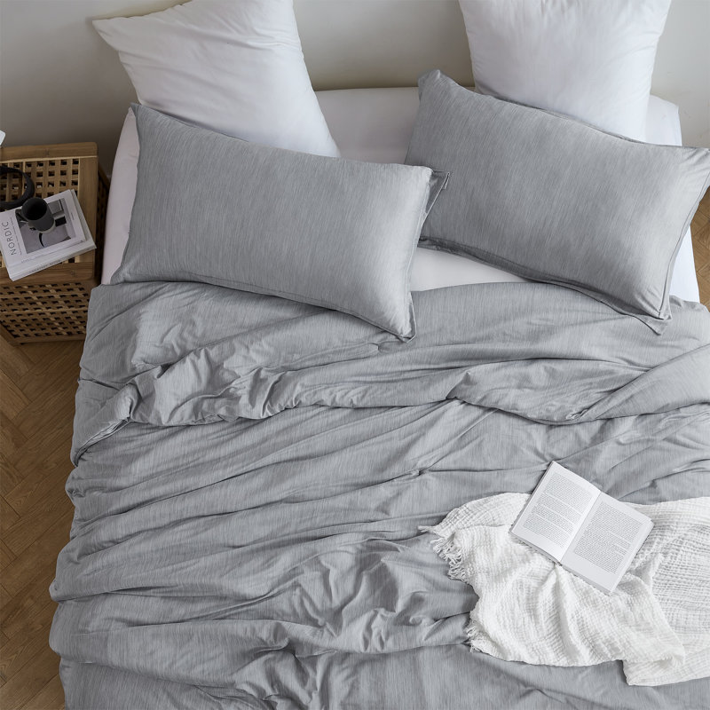 Coma Inducer Cool Summer Oversized Comforter Set, Gray, Queen Comforter + 2 Standard Shams