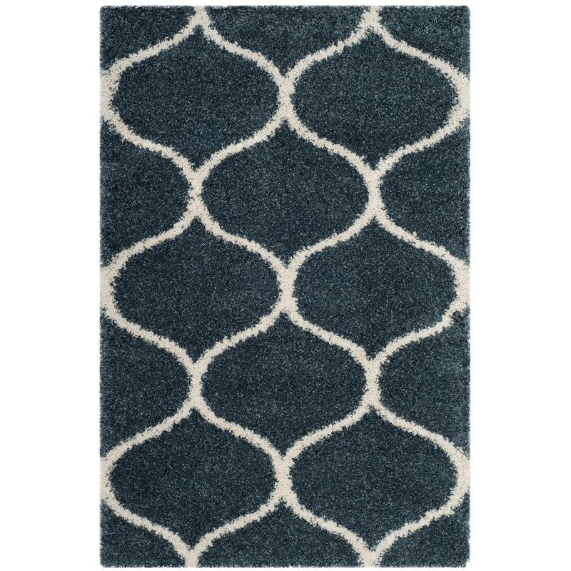 Darrold Hudson Shag Performance Geometric Rug, Rectangle 2' x 3', Blue/Ivory