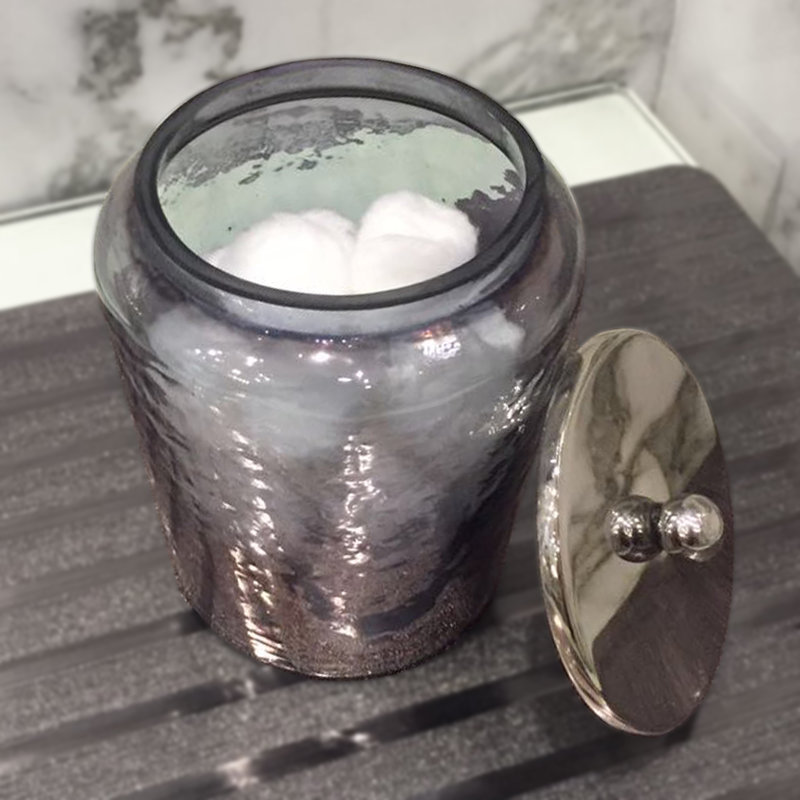 Pot de rangement en verre fumée, H 4,5 po x l 4 po x P 4 po