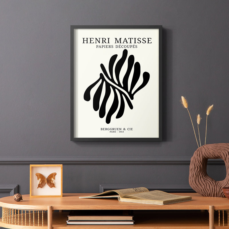 Matisse CDIX, reproduction encadrée - bois massif, H 14 po x l 11 po, Cadre simple noir