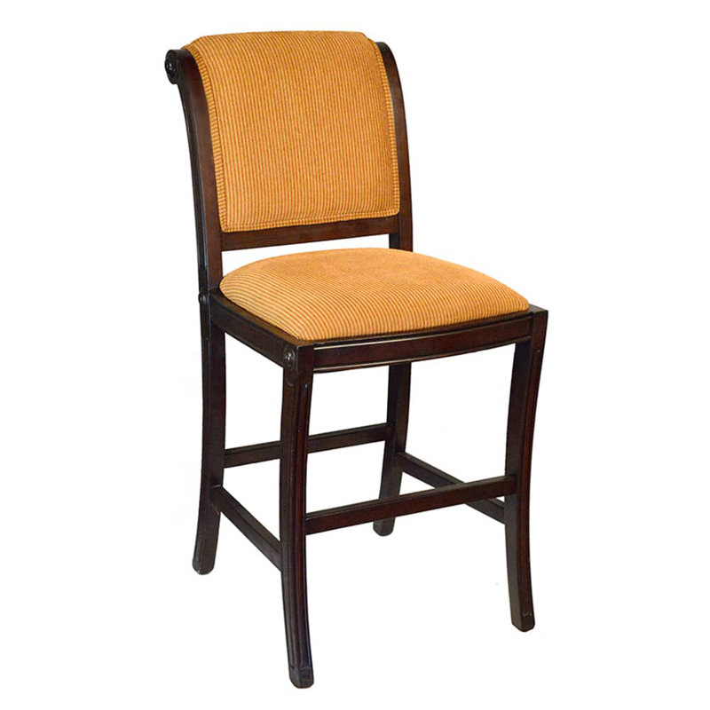 Tabouret de comptoir en bois massif Radleigh, Orange strié crème glacée, Brun foncé