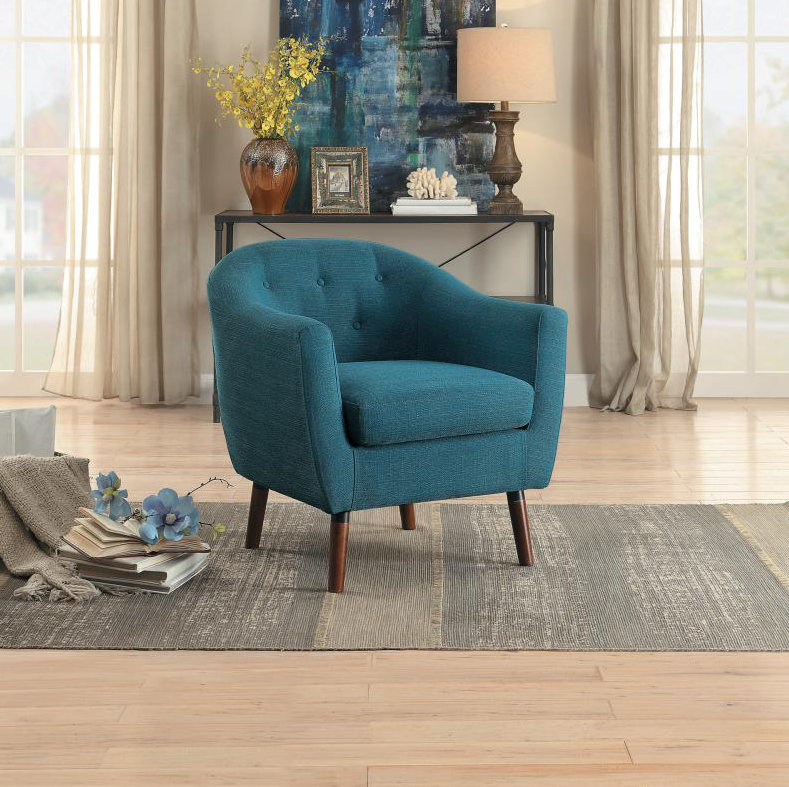 Fauteuil Bradyn en polyester touffeté à large largeur 77,47 po, Bleu