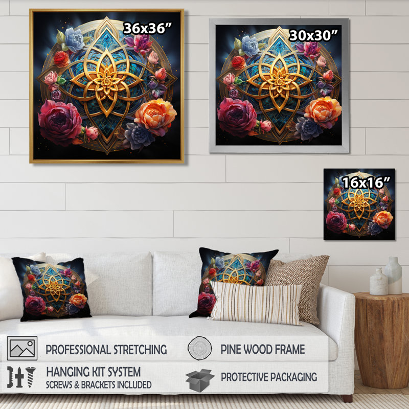 Backus - Botanicals, art mural, Cadre flottant noir, bois massif, H 16 po x l 16 po