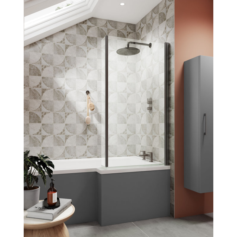 nuie 800mm Brushed Pewter Bath Screen