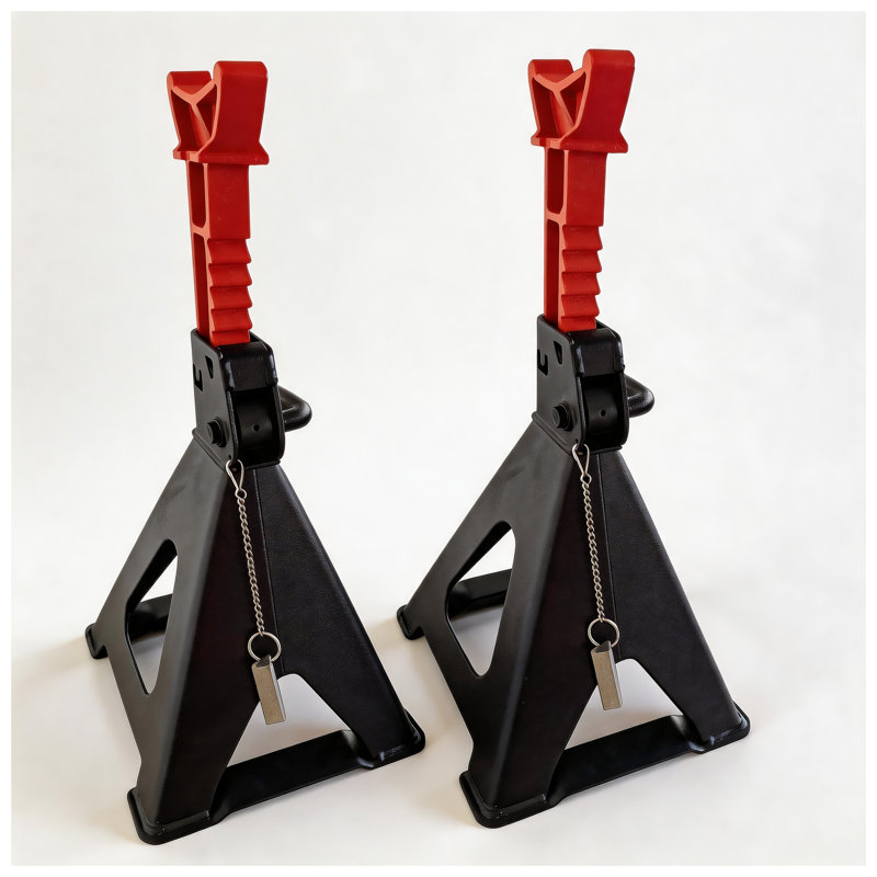 Paire de supports à cric en acier robuste de 6 tonnes, support réglable de grande capacité pour camions et VUS, rouge / noir