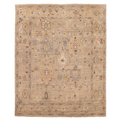 One of kind Hand-Knotted Jules Serapi Khaki Rug 7'10" x 9'9"