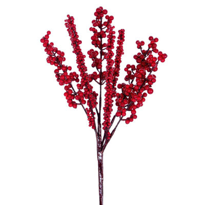 14" Mixed Red & Dark Red Cluster Berry Pick. These artificial picks feature vibrant light and dark red berries and measure 14 inches tall. They are rated for indoor and outdoor use. Each bag contains six picks.