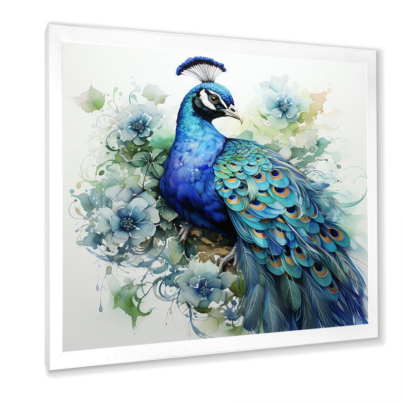 «Peacocks Beauty In Every Feather I», reproduction sur toile, Cadre simple blanc, H 36 po x l 36 po x P 1,5 po