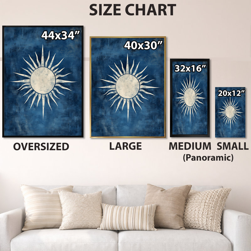 Sun Rays in Prussian Blue I - reproduction d'art sur toile, H 40 po x l 30 po, Toile tendue