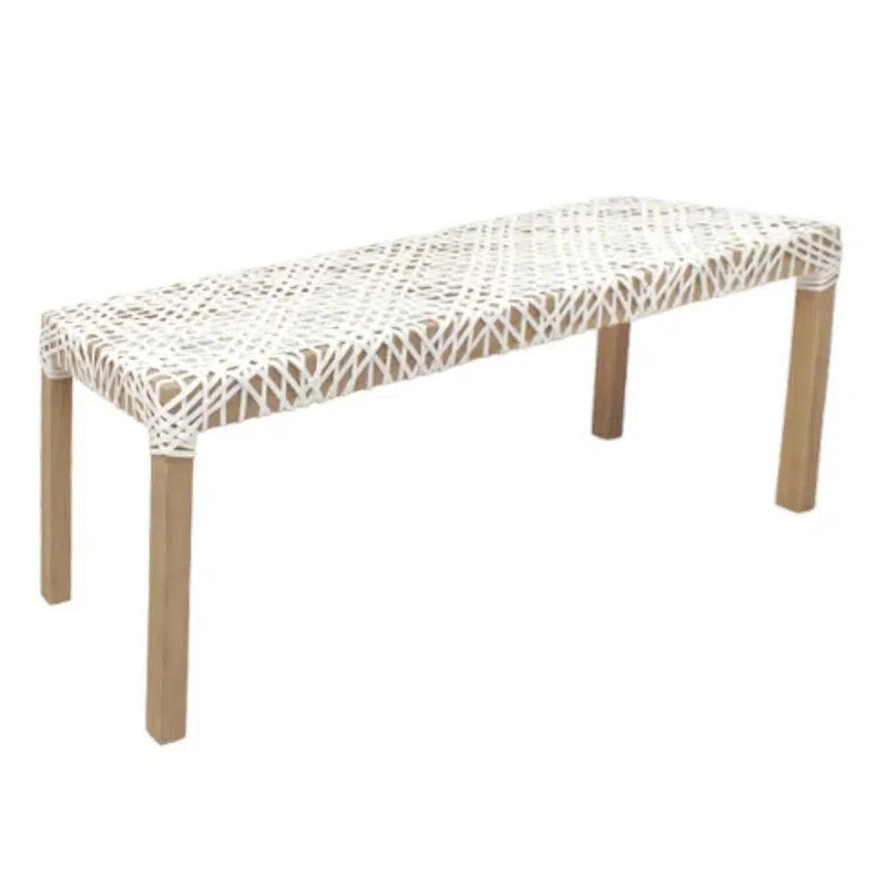 Lulu Leather Woven Backless Bench